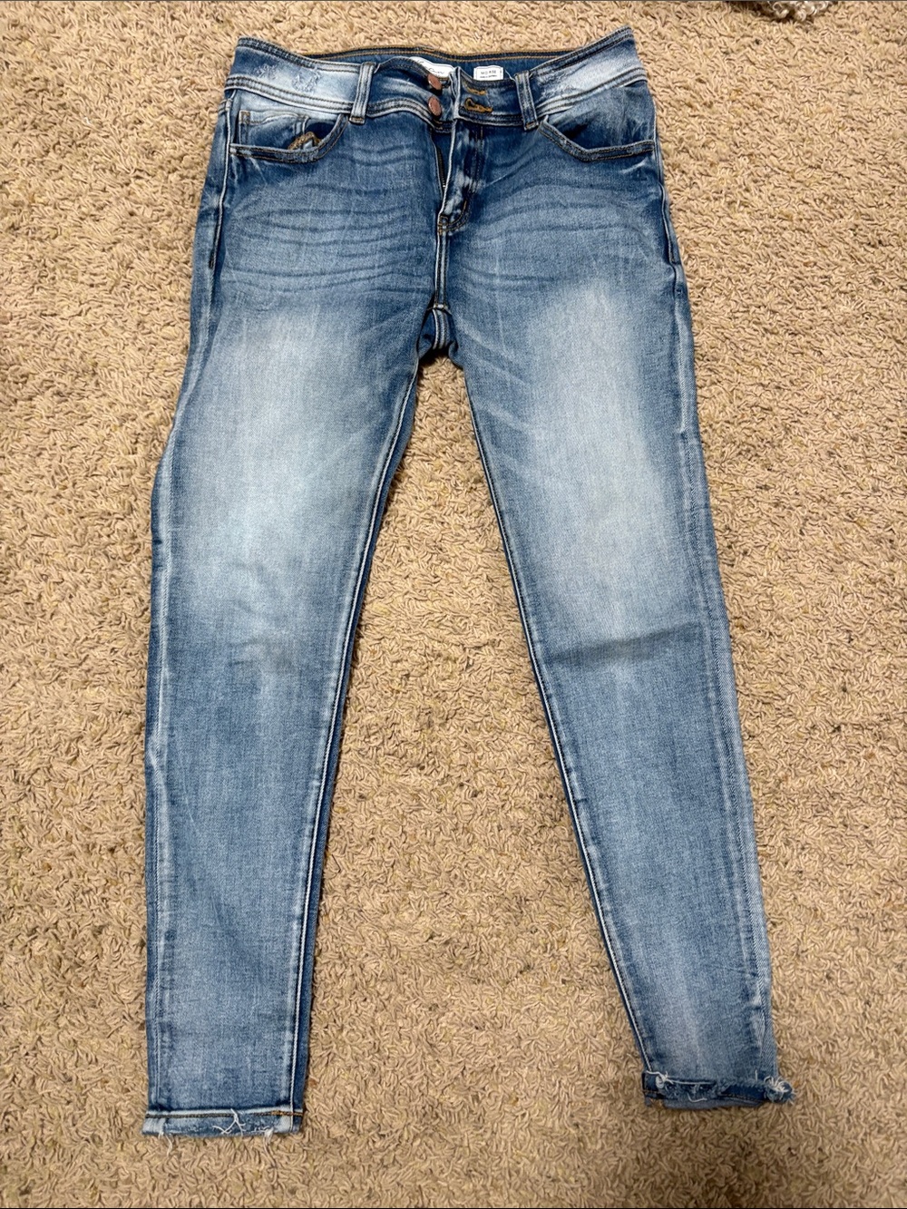 KanCan Light Blue Skinny Jeans with Faded Whiskering